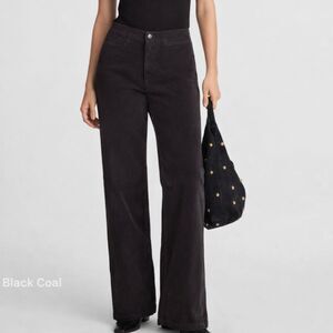Madewell Wide Leg Corduroy Pants Vintage Black Coal Sze 29 High Rise NX207 NWT
